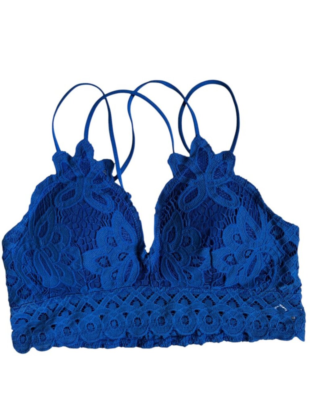NWT Cherish Double Strap Lace Bralette (Blue) - Large